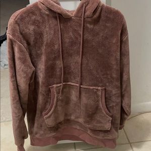 pink fluffy hoodie